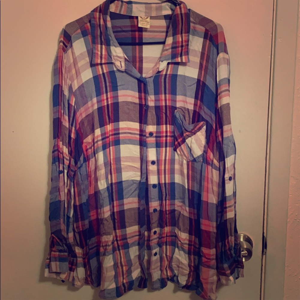 Pink and blue button down